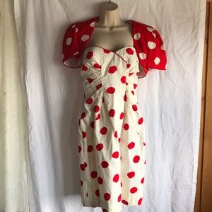 SOLD Vintage Red/White Polka Dot Dress 2 Piece